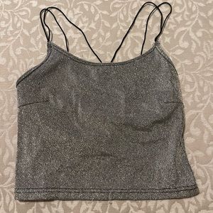 Shein Sparkle Grey Crop Top